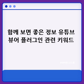 함께 보면 좋은 정보 유튜브 뷰어 플러그인 관련 키워드