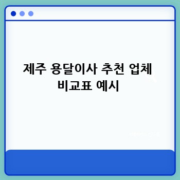 제주 용달이사 추천 업체 비교표 예시