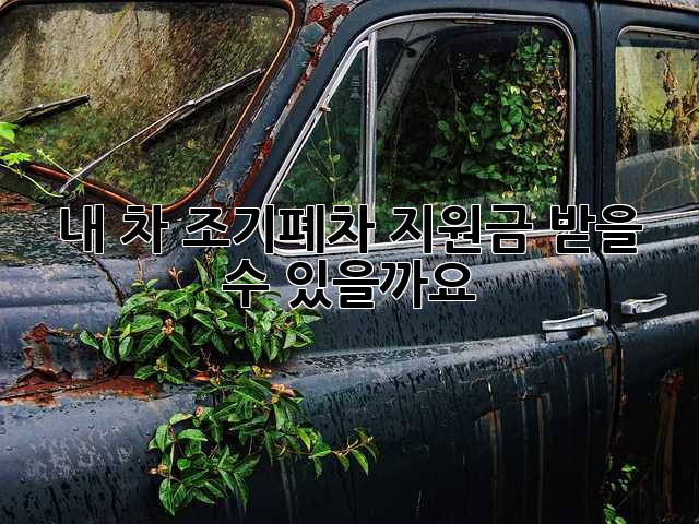 내 차, 조기폐차 지원금 받을 수 있을까요?