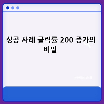 성공 사례 클릭률 200 증가의 비밀 