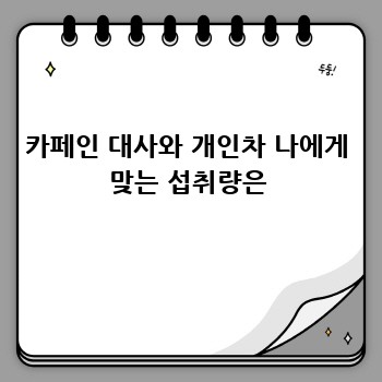 카페인 대사와 개인차 나에게 맞는 섭취량은
