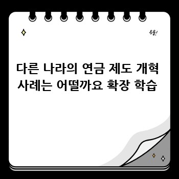 다른 나라의 연금 제도 개혁 사례는 어떨까요 확장 학습